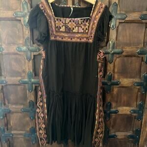 Free People Phesant bohemian brown embroidered top XS